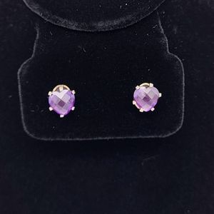 925 silver earrings with purple heart stones